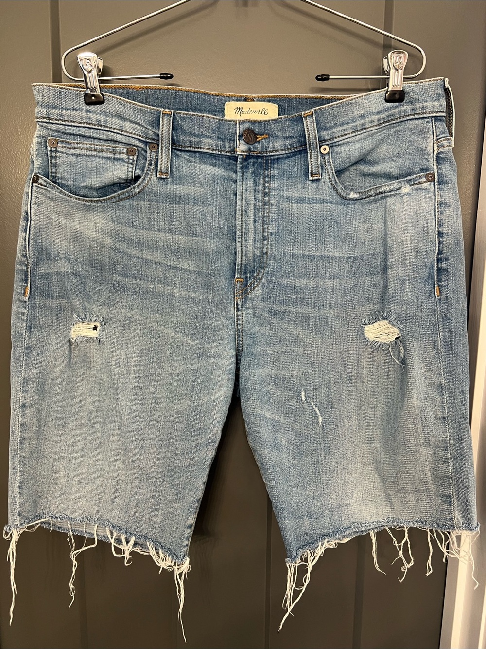 Madewell Blue Denim Jeans with raw hem. Size 34 women’s 9” inseam